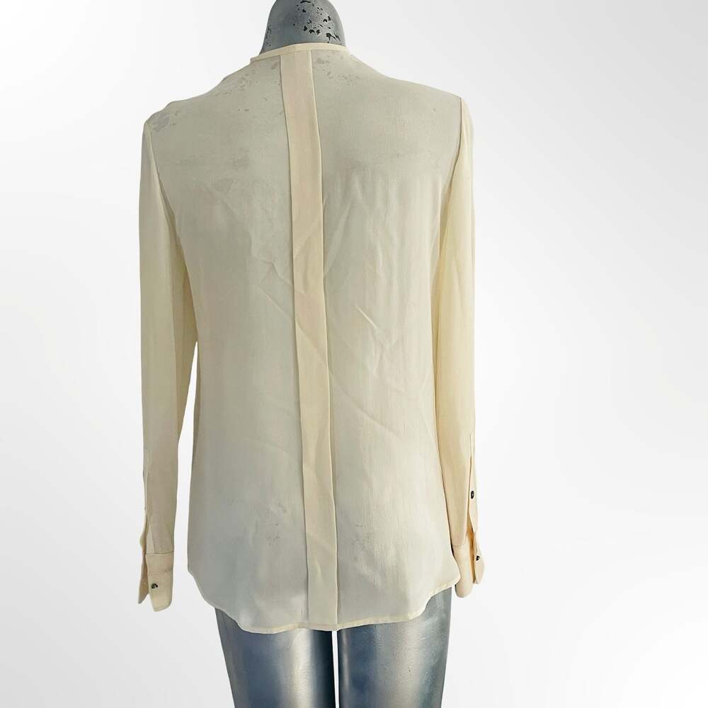 Belstaff Women's Walton Ivory Silk Pleated Studded V-Neck Blouse - Picture 3 of 7